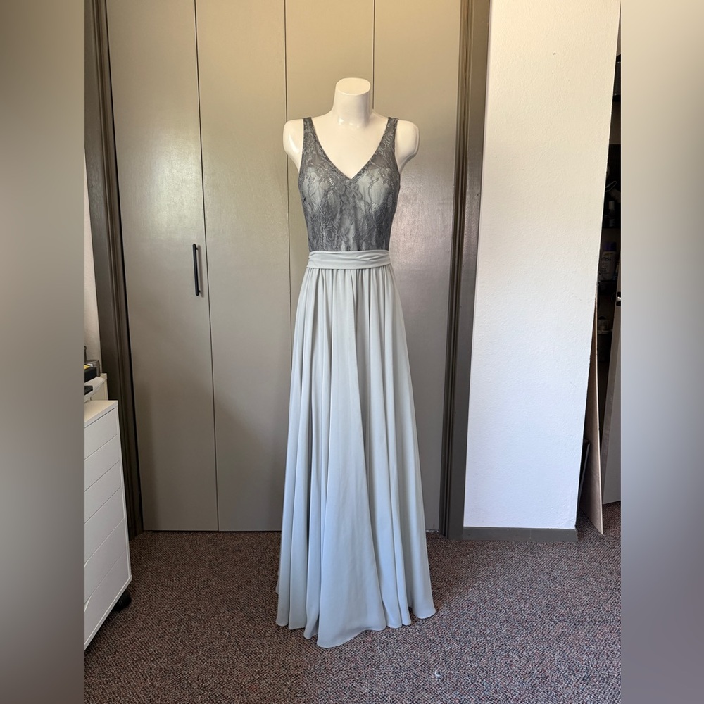 Lace bodice two tone formal dress
